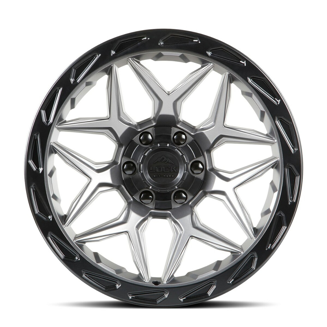22" Lock Offroad Matte Grey Black Ring Matrix 22x10 Wheel 6x135 6x5.5 -18mm Rim
