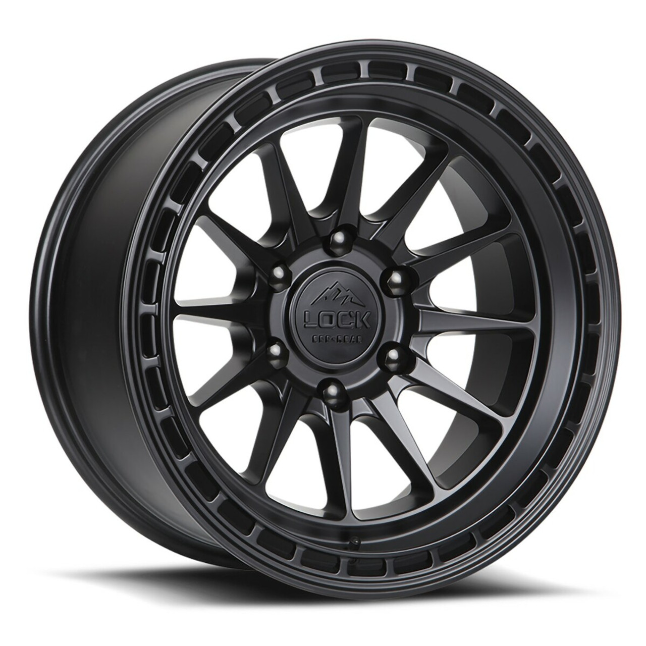 17" Lock Offroad Matte Black Matte Black Ring Baja 17x9 6x5.5 -12mm Lifted Wheel