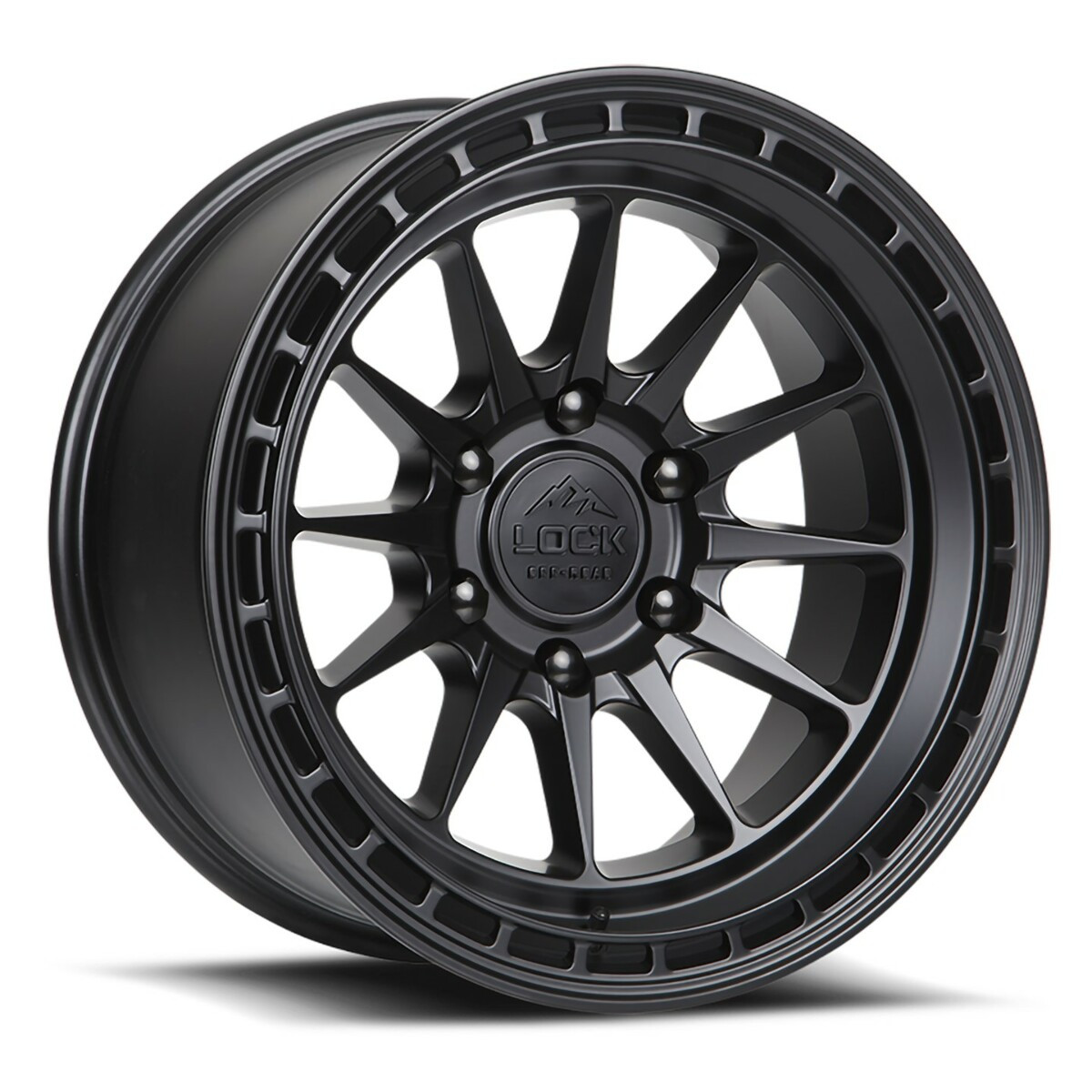 Set 4 17" Lock Offroad Matte Black Matte Black Ring Baja 17x9 6x5.5 -12mm Wheels