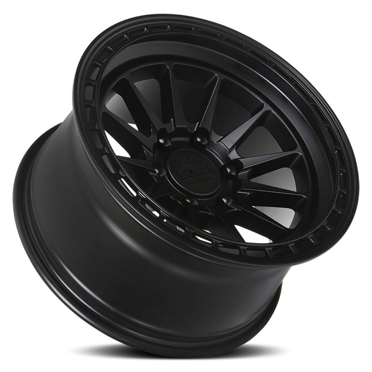 Set 4 17" Lock Offroad Matte Black Matte Black Ring Baja 17x9 6x5.5 -12mm Wheels
