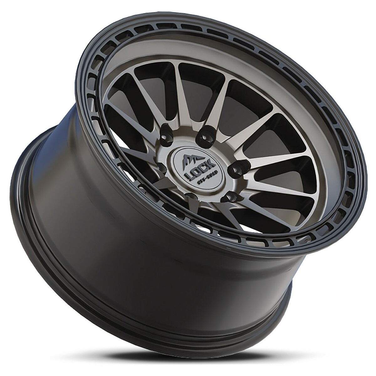 Set 4 17" Lock Offroad Matte Grey Matte Black Ring Baja 17x9 Wheels 6x5.5 -12mm