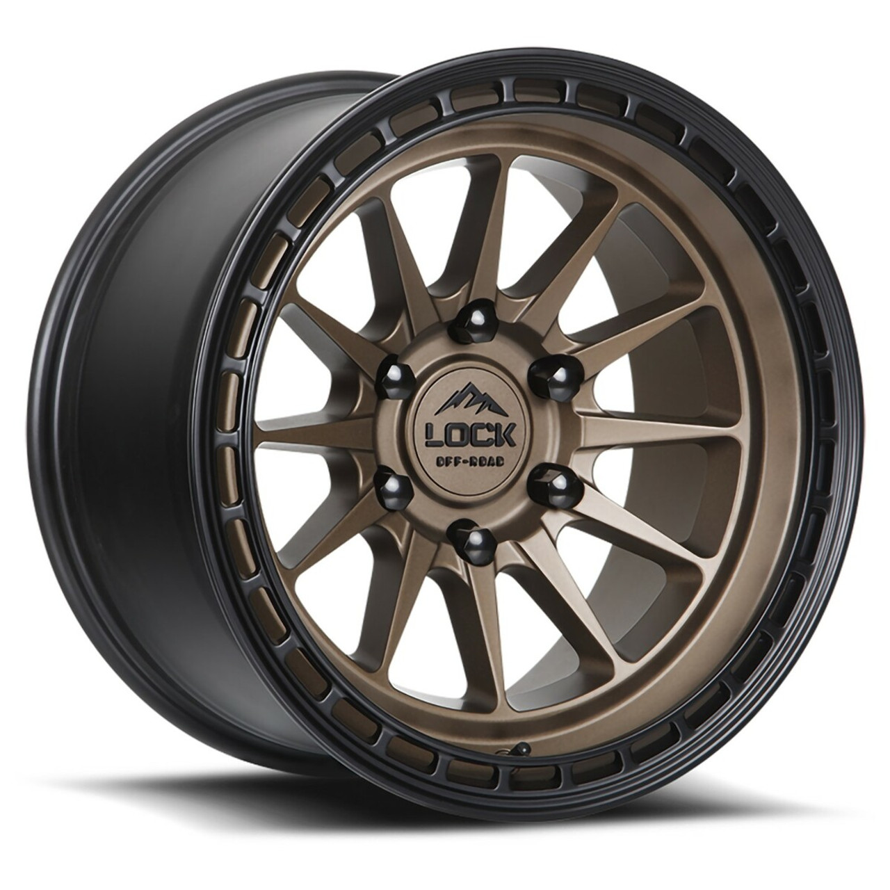 17" Lock Offroad Matte Desert Bronze Matte Black Ring Baja 17x9 6x135 -12mm Rim