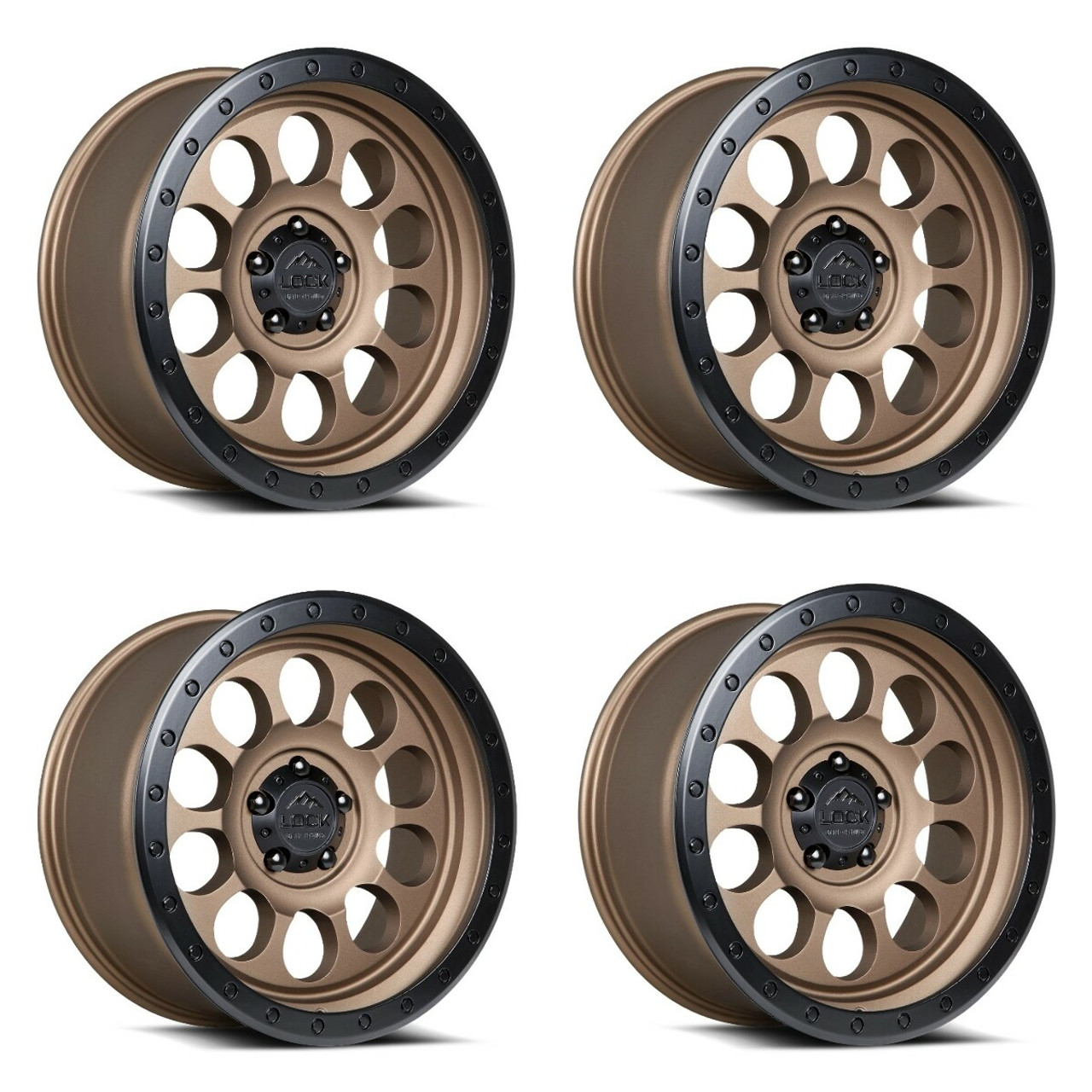 Set 4 20" Lock Offroad Matte Desert Bronze Black Ring 50CAL 20x9 5x5 0mm Rims