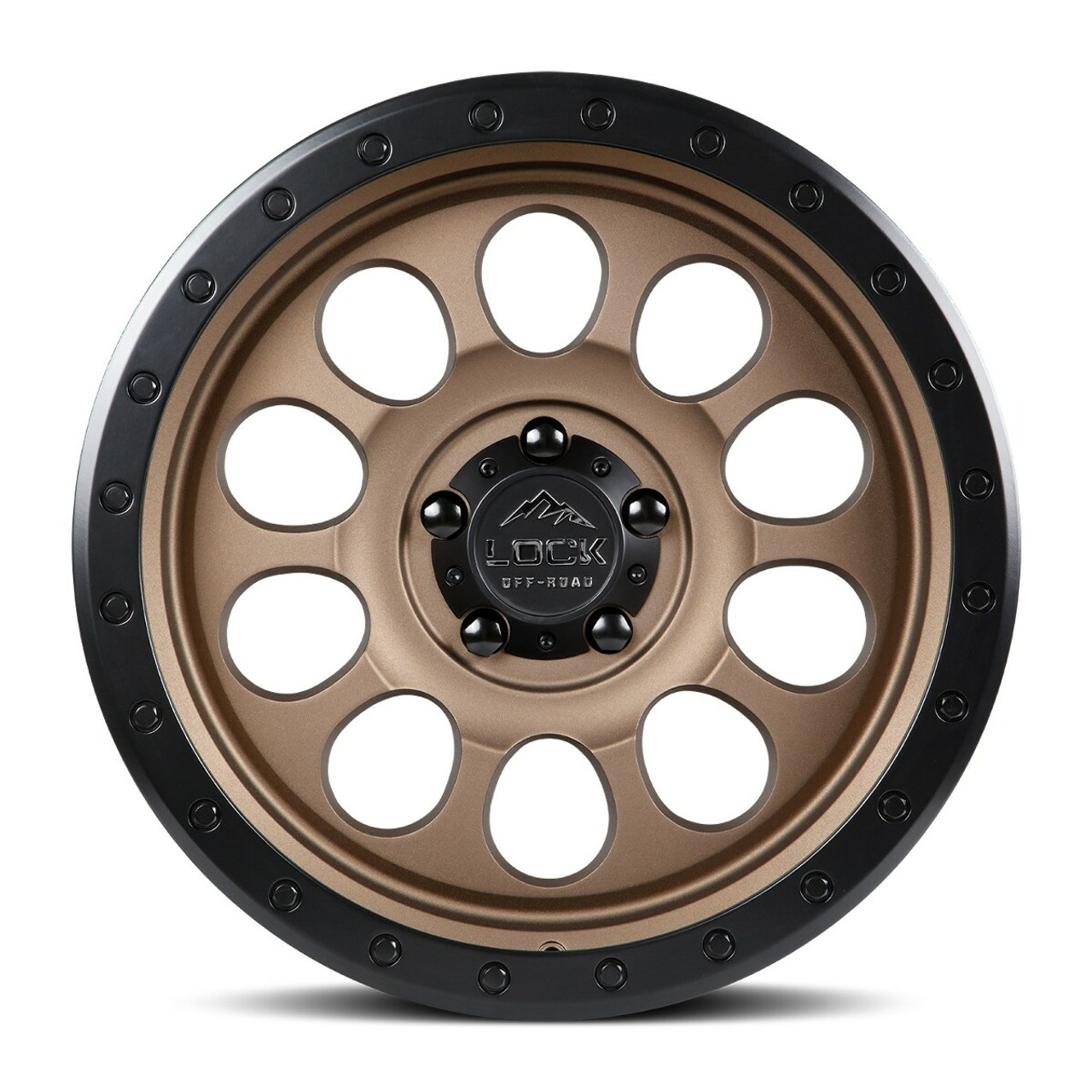 Set 4 17" Lock Offroad Matte Desert Bronze Black Ring 50CAL 17x9 6x135 -12mm