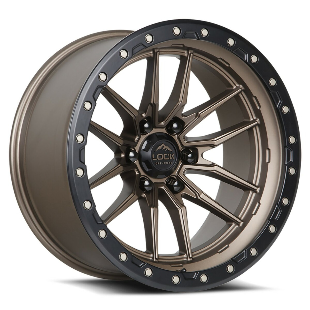 22" Lock Offroad Matte Bronze Matte Black Ring Krawler 22x10 6x135 -18mm Wheels