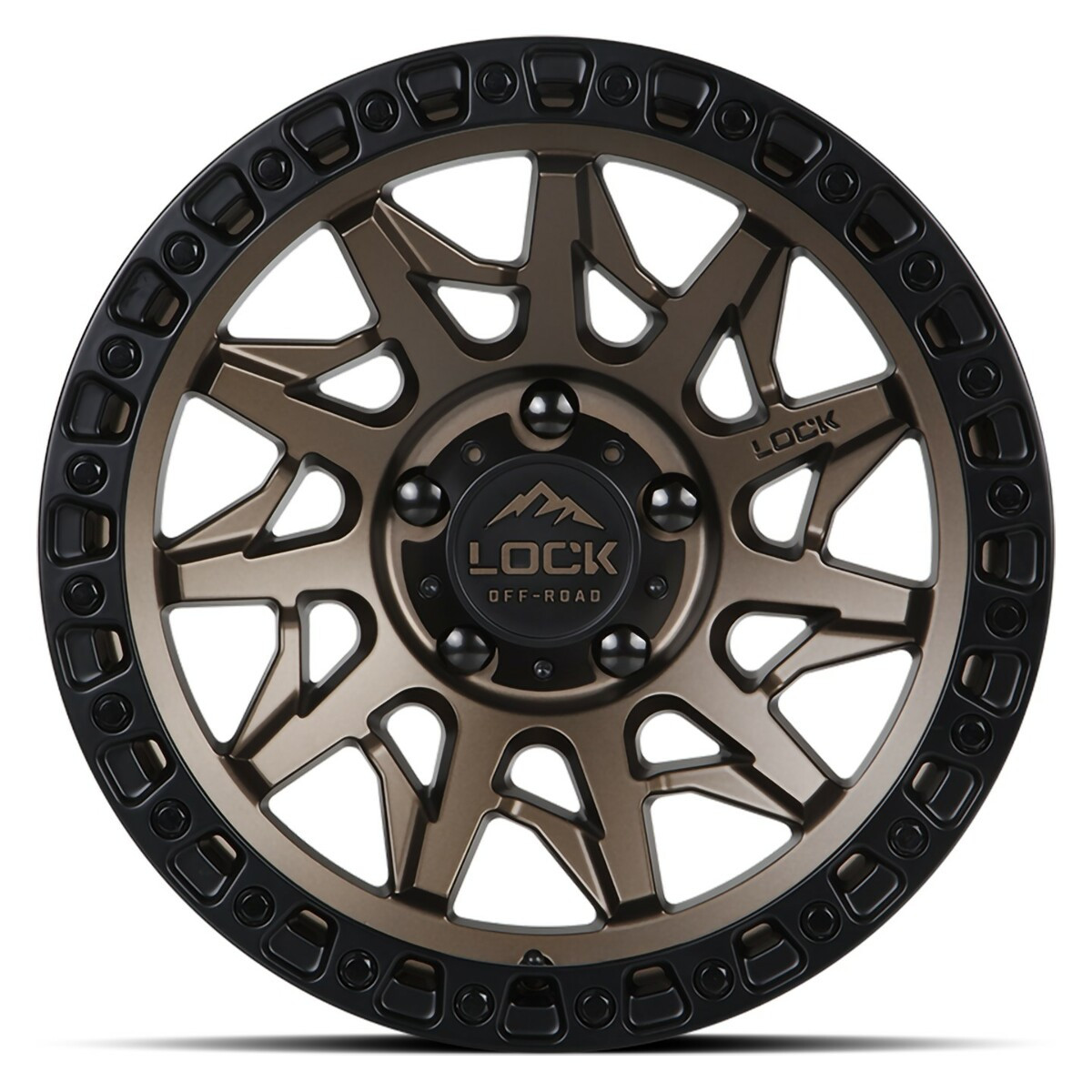 Set 4 17" Lock Offroad Matte Bronze Black Ring Lunatic 17x9 6x5.5 -12mm Wheels