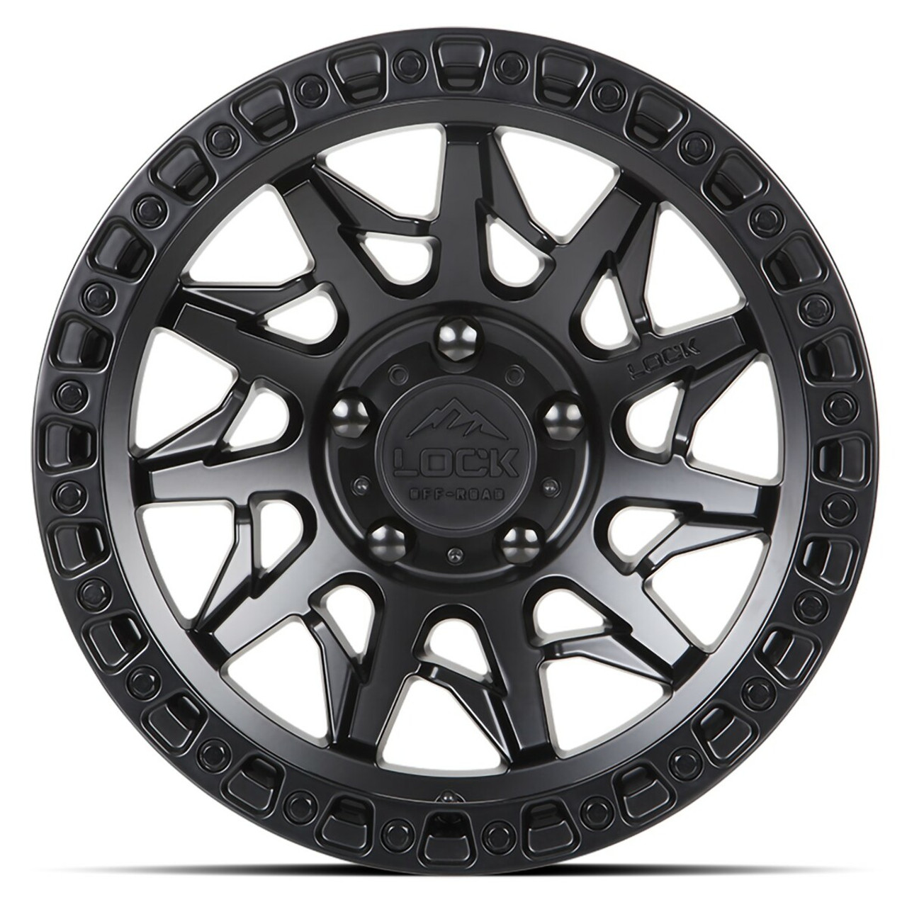 Set 4 17" Lock Offroad Matte Black Matte Black Ring Lunatic 17x9 6x5.5 -12mm Rim