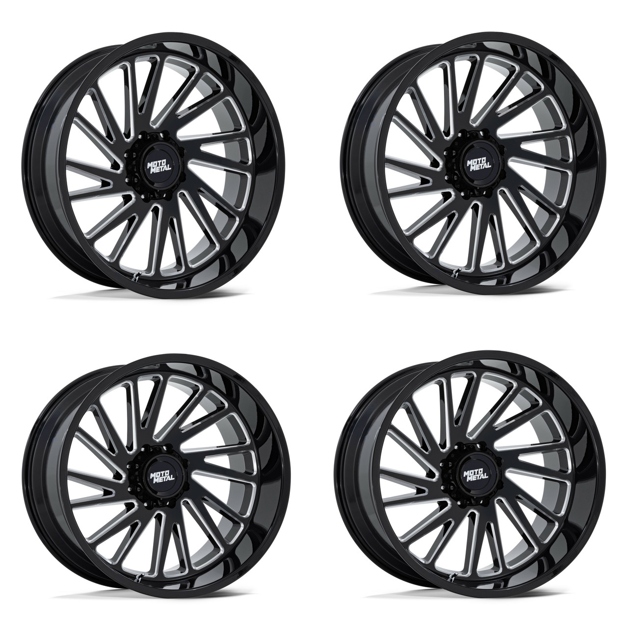 Set 4 Moto Metal MO811 Combat 24x12 5x5 Gloss Black Milled Wheels 24" -44mm Rims