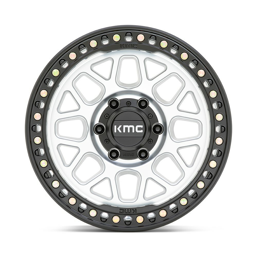 Set 4 KMC KM549 GRS 17x9 8x180 Machined Satin Black Lip 17" 18mm Truck Wheels