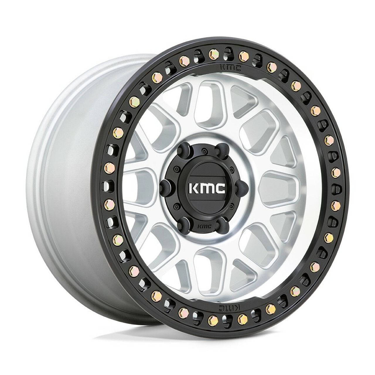 Set 4 KMC KM549 GRS 18x8.5 8x6.5 Machined Satin Black Lip Truck Wheels 18" 0mm