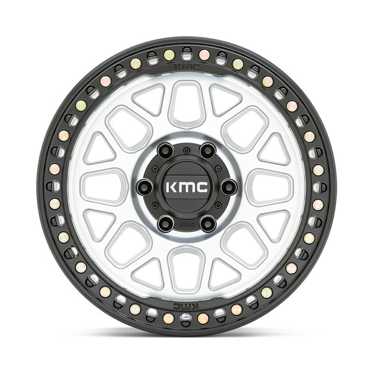 Set 4 KMC KM549 GRS 18x8.5 8x6.5 Machined Satin Black Lip Truck Wheels 18" 0mm