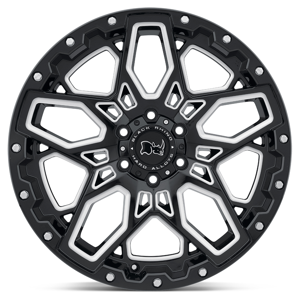 Black Rhino Shrapnel 20x9.5 5x150 Gloss Black W  Milled Spokes Wheel 20" 12mm