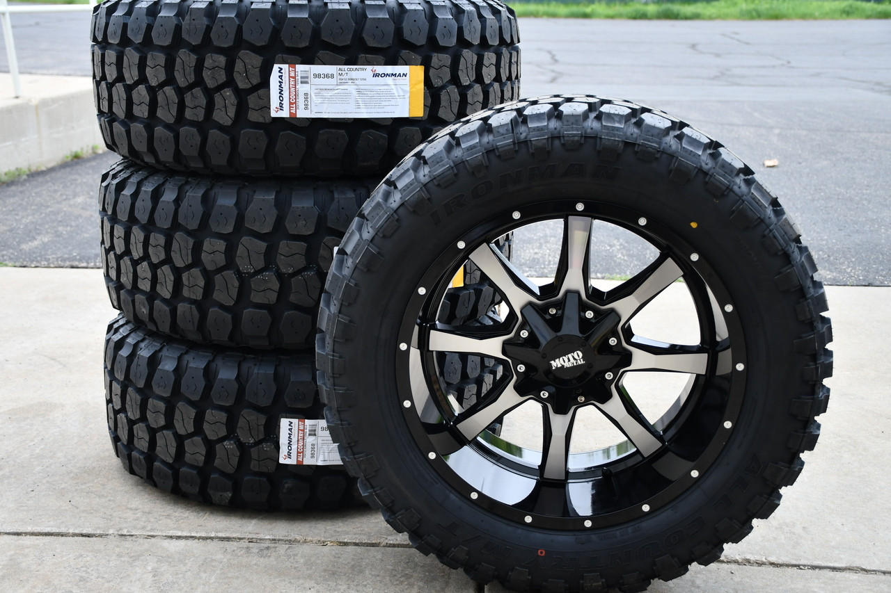 20x10 Moto Metal MO970 Wheel & Tire Package 33x12.50R20 Ironman 