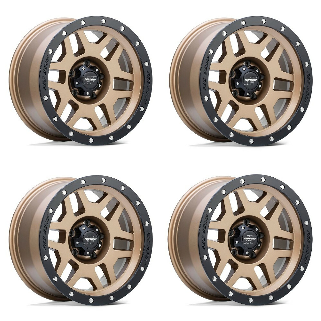 Set 4 Pro Comp PA41 Phaser 17x9 5x5 Matte Bronze With Black Lip Wheels 17" -6mm