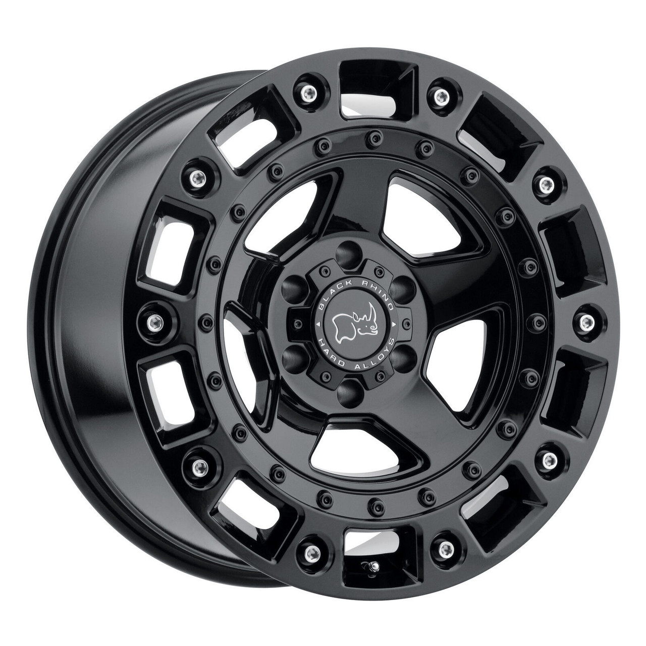 Black Rhino Cinco 20x9.5 6x5.5 Gloss Black W/ Stainless Bolt Wheel 20" 12mm Rim
