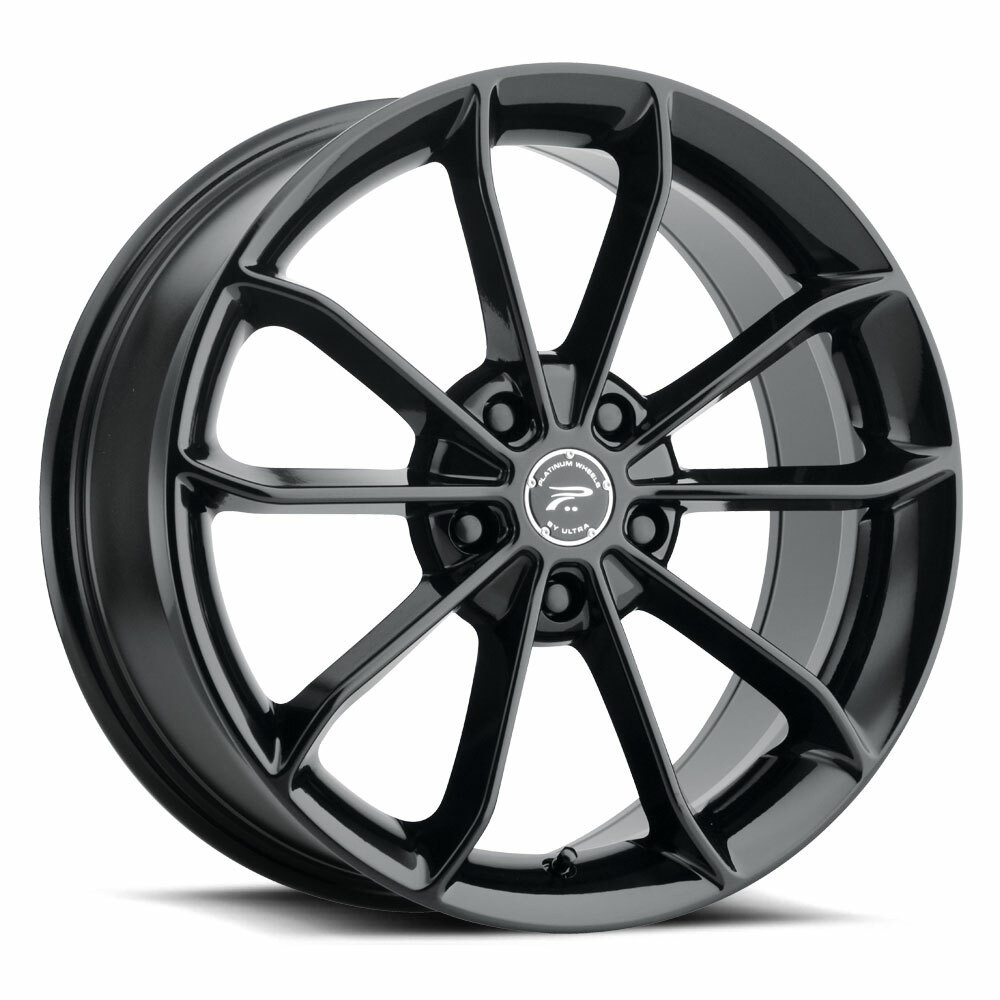 Set 4 17" Platinum 457BK Revelation Gloss Black 17x8 Wheels 5x100 35mm Rims