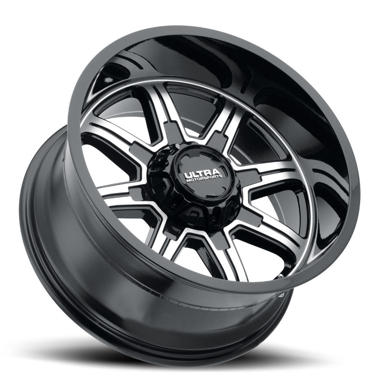 16" Ultra 229U Menace Gloss Black w Diamond Cut Accents 16x8 Wheel 6x5.5 +10mm