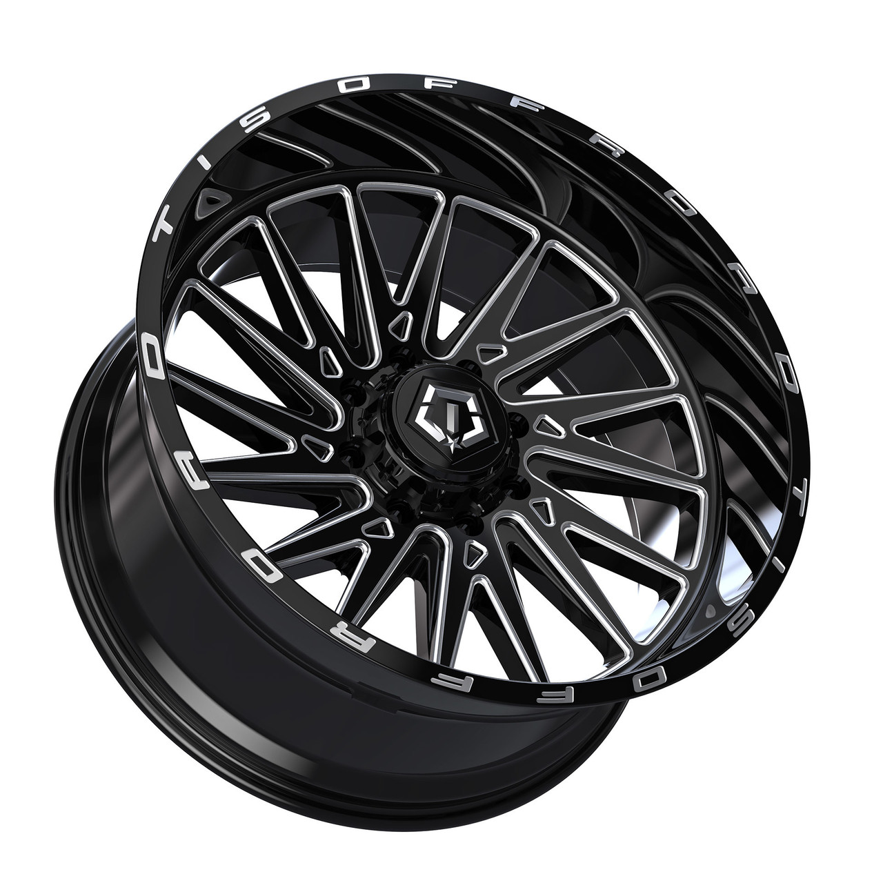 24" TIS 547BM 24x14 8x170 Gloss Black Milled Wheel -76mm Lifted For Ford Rim