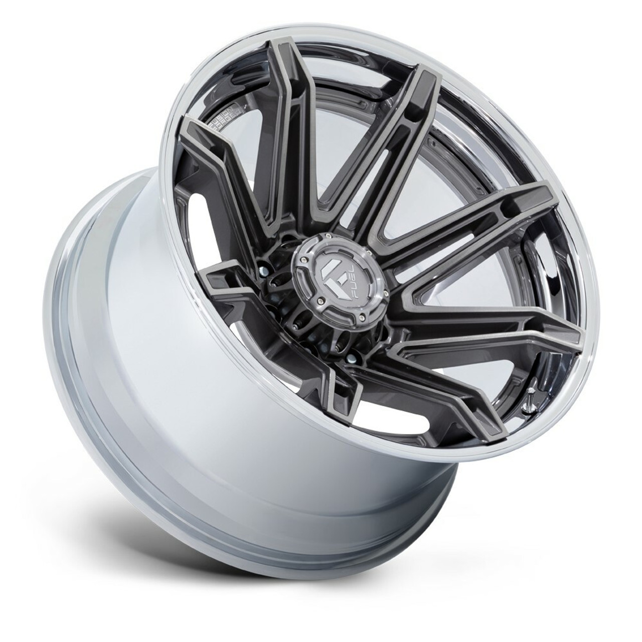 Set 4 Fuel FC401 Brawl 22x10 6x5.5 Platinum Chrome Lip 22" -18mm Lifted Wheels