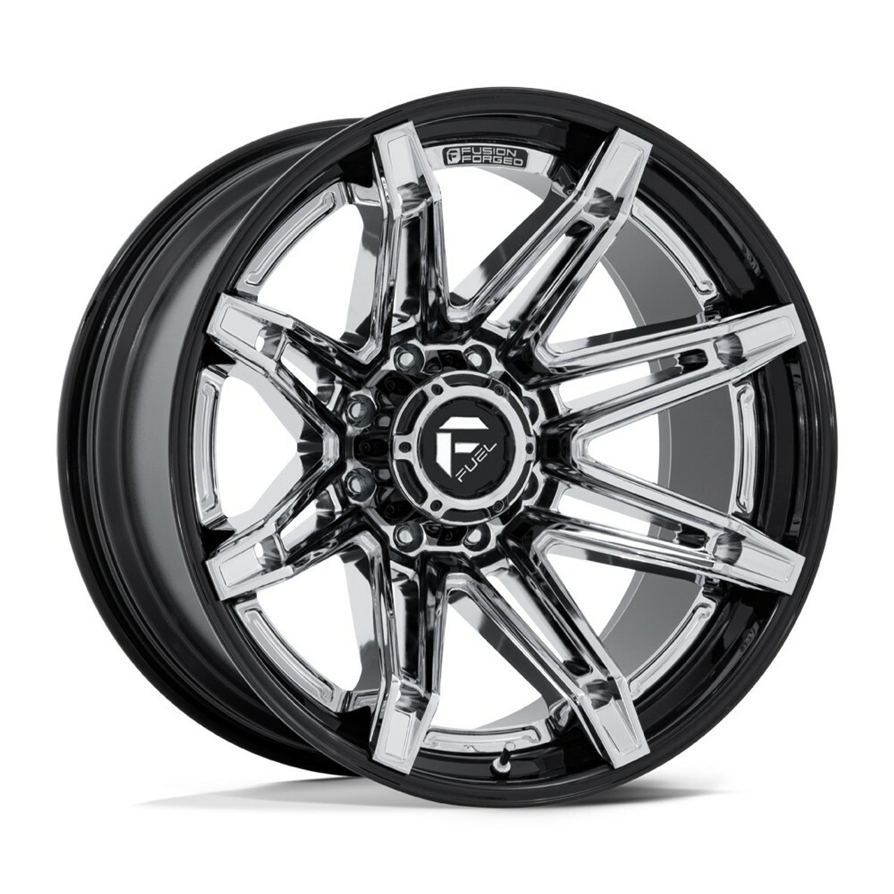 Set 4 Fuel FC401 Brawl 22x10 6x5.5 Chrome Gloss Black Lip Wheels 22" -18mm Rims