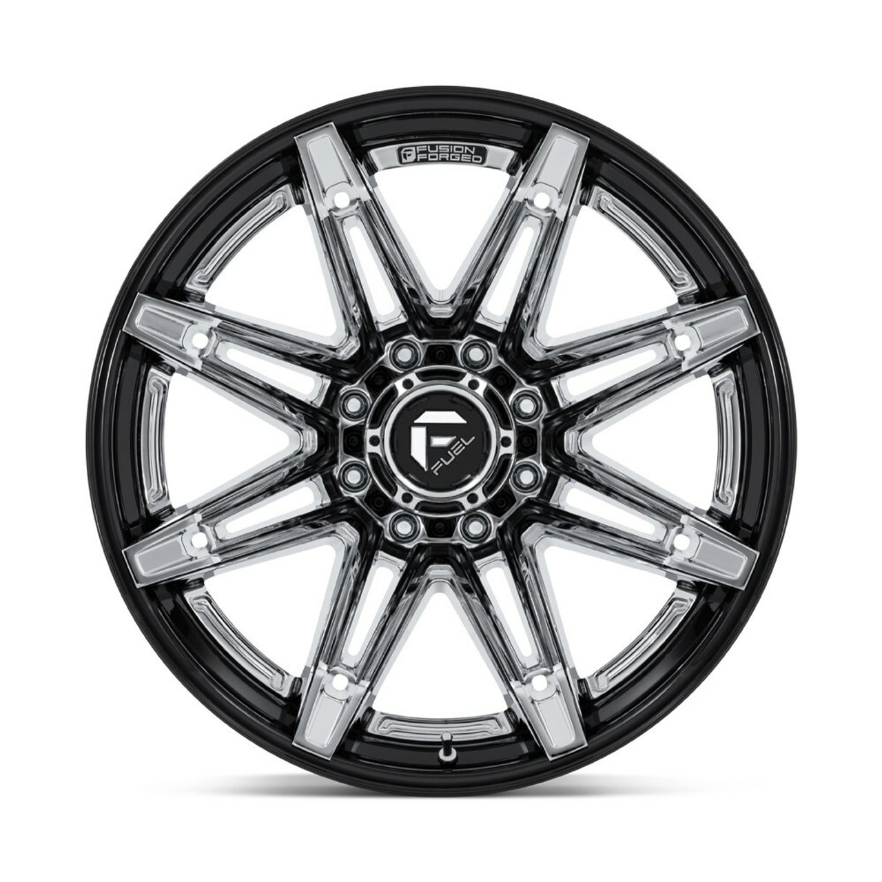 Fuel FC401 Brawl 20x10 6x135 Chrome Gloss Black Lip 20" -18mm Lifted Truck Wheel
