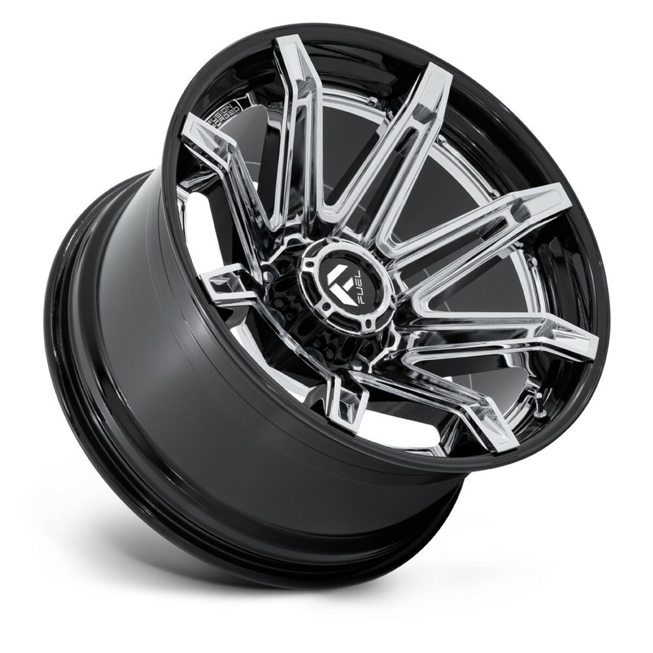 Fuel FC401 Brawl 20x10 6x5.5 Chrome Gloss Black Lip Wheel 20" -18mm Lifted Wheel