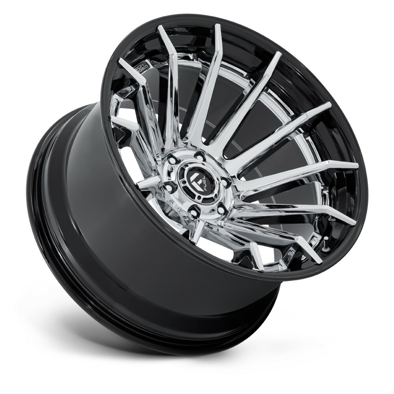 Fuel FC403 Burn 24x12 6x5.5 Chrome Gloss Black Lip 24" -44mm Lifted Truck Wheel