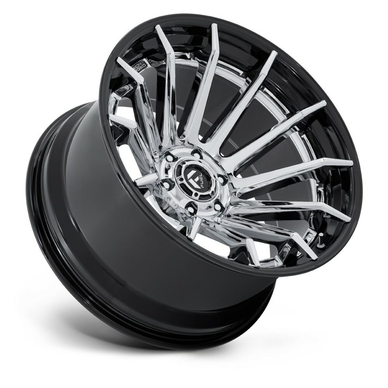 Set 4 Fuel FC403 Burn 22x12 6x135 Chrome Gloss Black Lip 22" -44mm Lifted Wheels