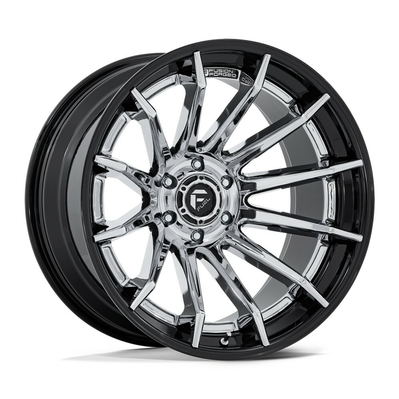 Fuel FC403 Burn 20x10 5x5 Chrome Gloss Black Lip 20" -18mm Lifted For Jeep Wheel