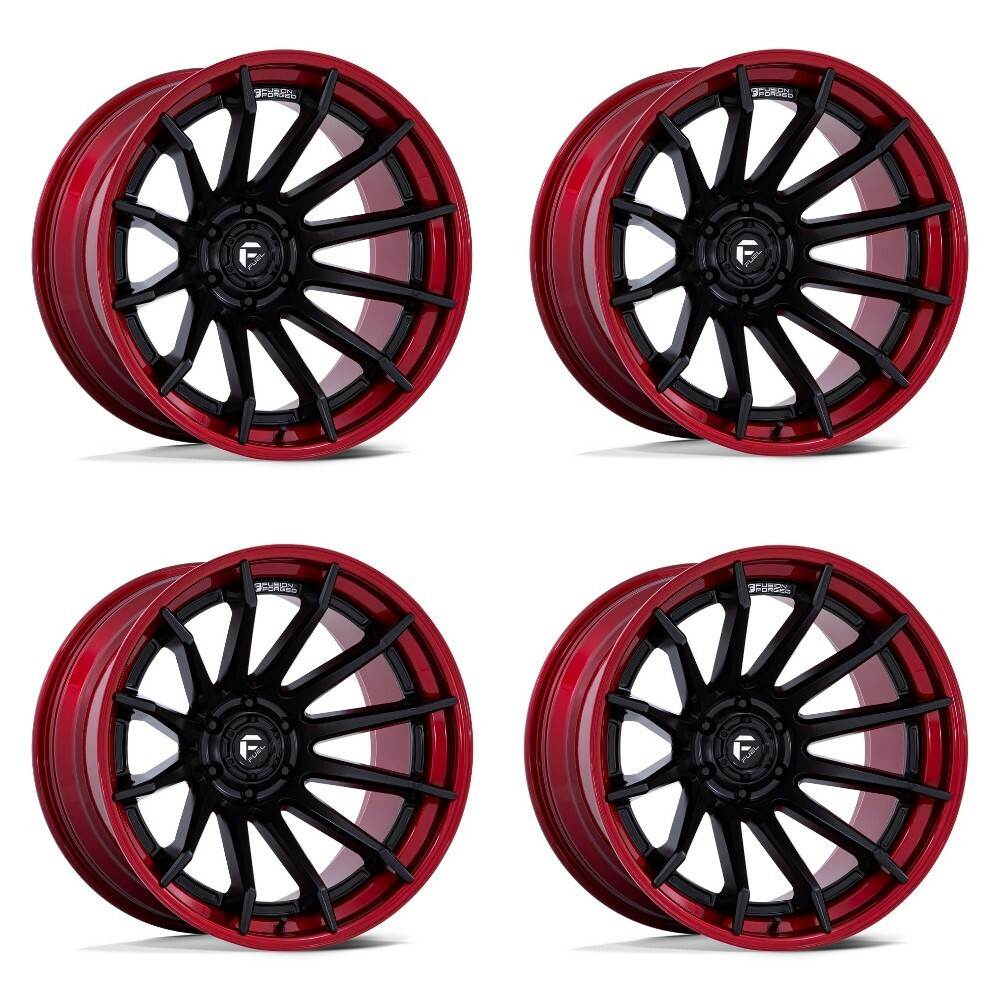 Set 4 Fuel FC403 Burn 22x12 6x5.5 Matte Black Candy Red Lip Wheels 22" -44mm