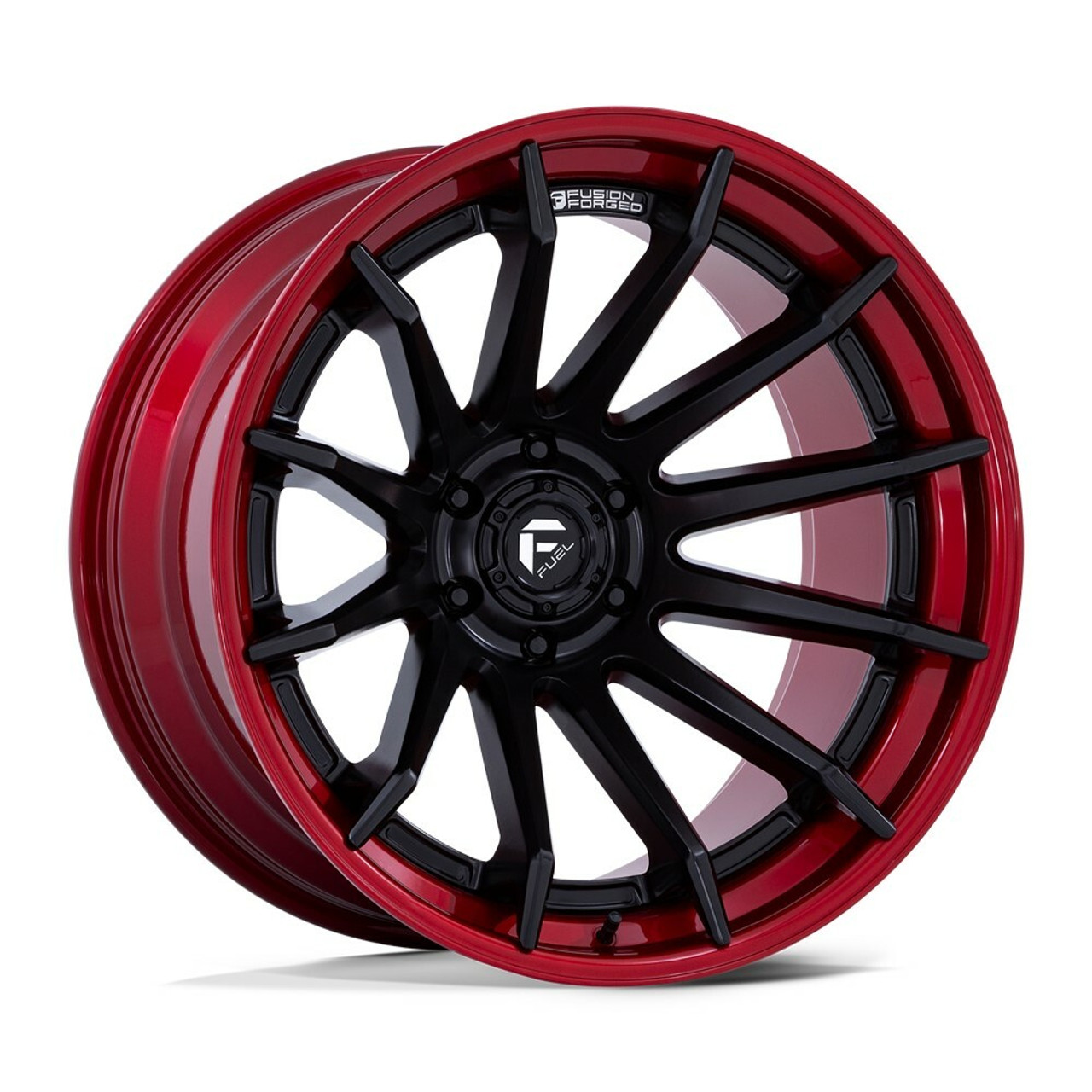 Fuel FC403 Burn 24x12 6x5.5 Matte Black Candy Red Lip 24" -44mm Lifted Truck Rim