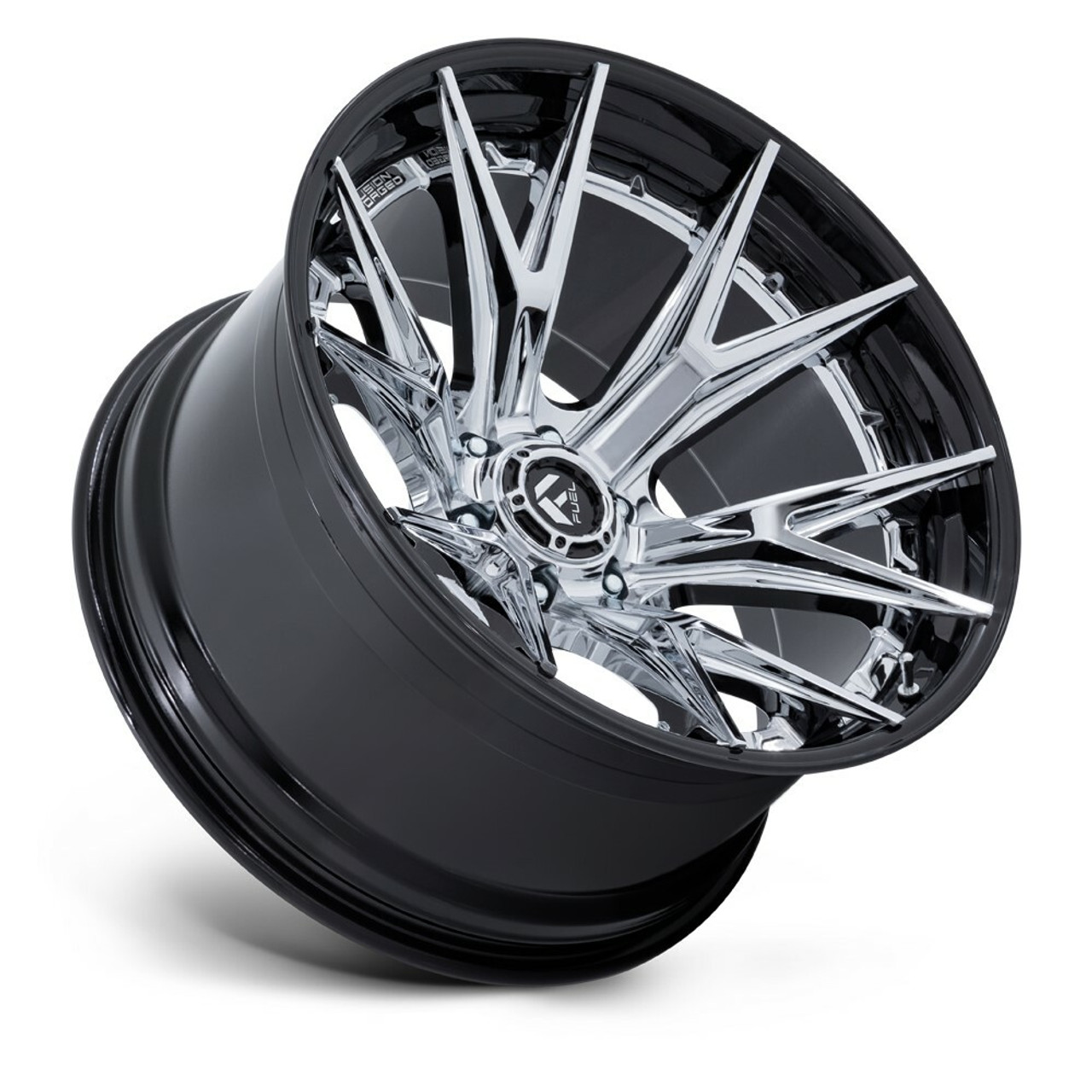 Set 4 Fuel FC402 Catalyst 22x12 6x135 Chrome Gloss Black Lip Wheels 22" -44mm