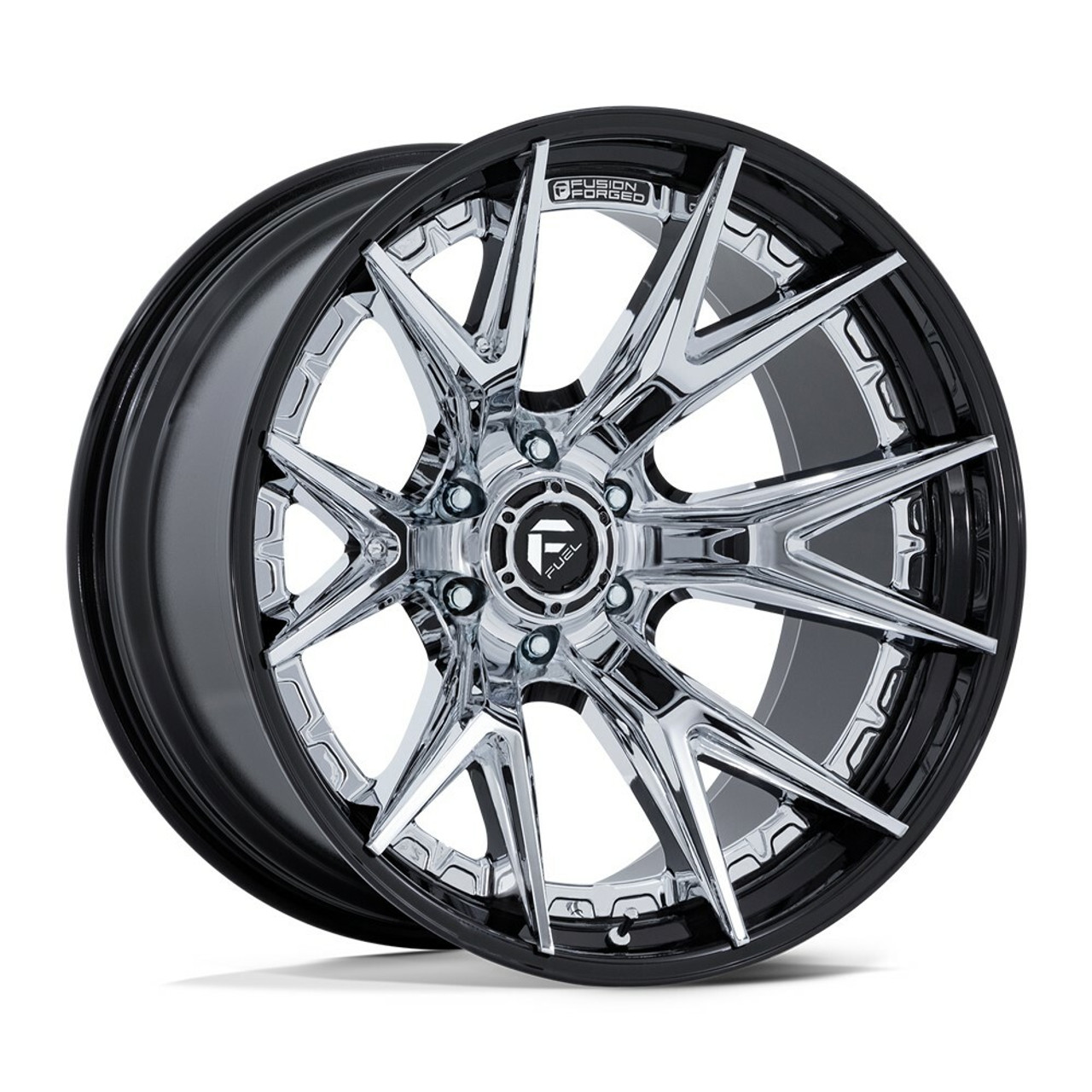 Fuel FC402 Catalyst 24x12 6x5.5 Chrome Gloss Black Lip 24" -44mm Lifted Wheel