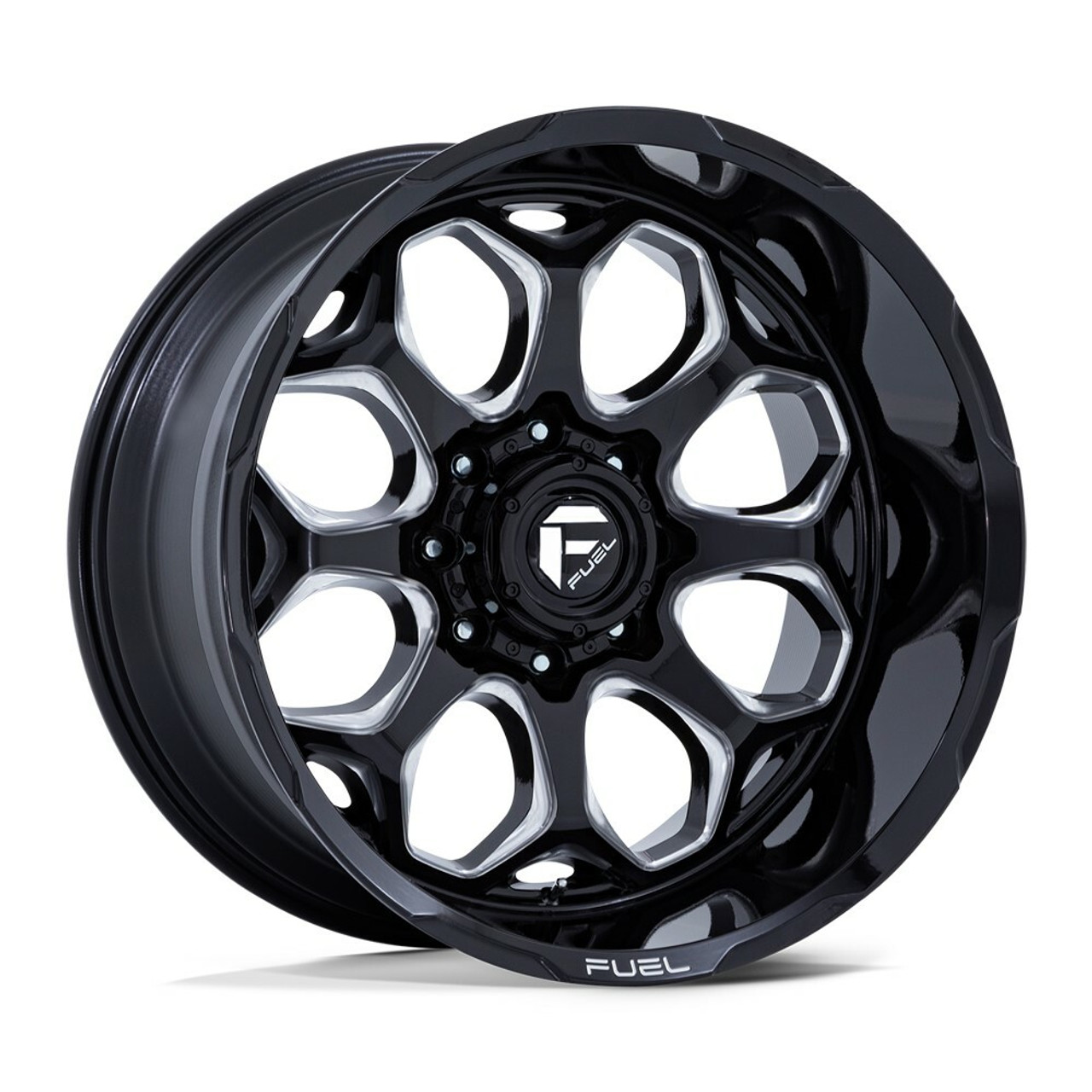 Fuel FC862 Scepter 20x10 6x5.5 Gloss Black Milled 20" -18mm Lifted Truck Wheel