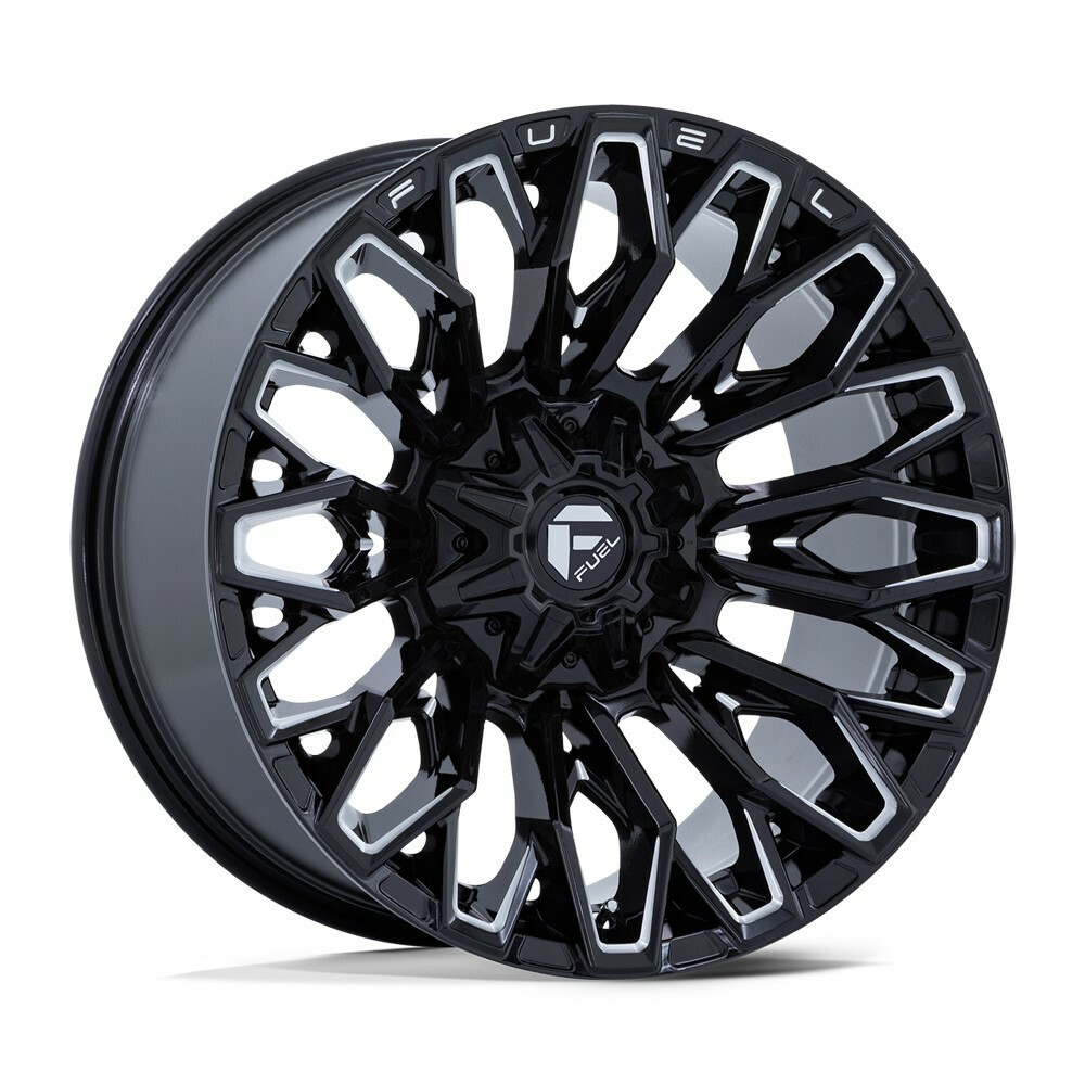 Set 4 Fuel FC865 Strike 22x10 8x180 Gloss Black Milled 22" -18mm Lifted Wheels