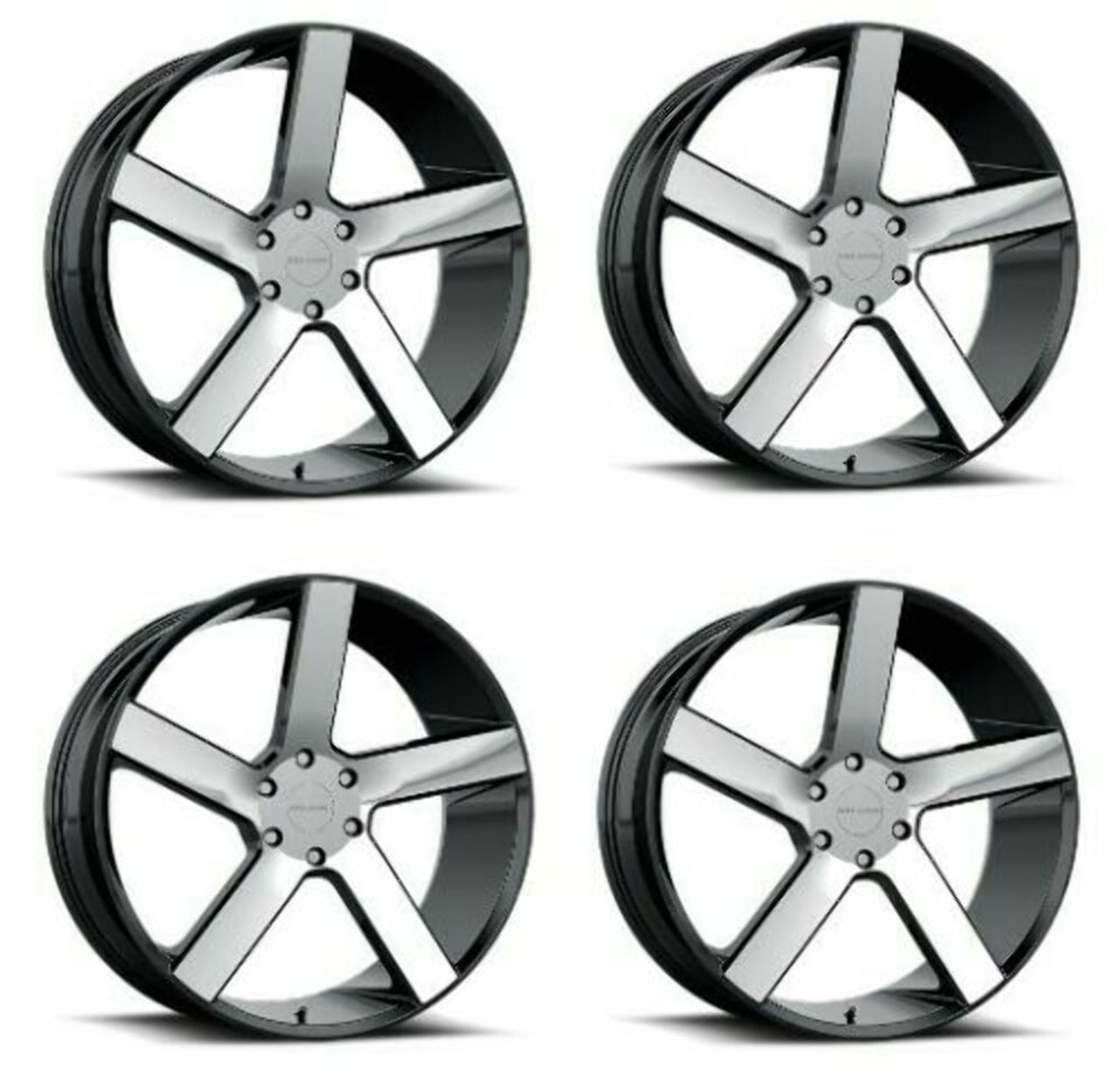 Set 4 22" Vision Street 472 Switchback Gloss Black Machined 22x9.5 6x135  30mm