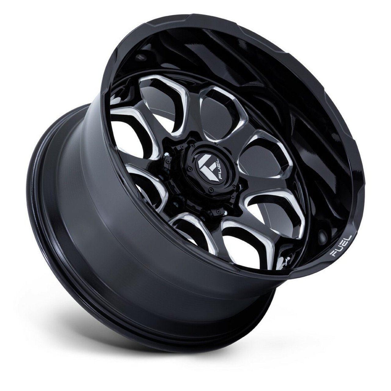 Fuel FC862 Scepter 20x10 5x5 Gloss Black Milled 20" -18mm Lifted For Jeep Wheel