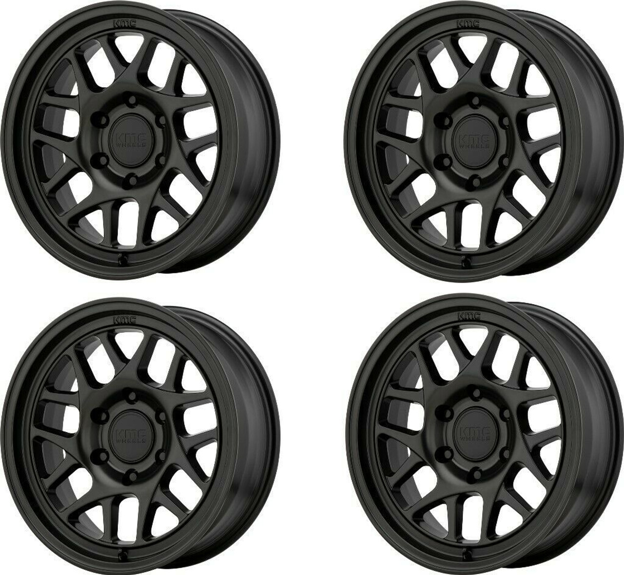 Set 4 KMC KM717 Bully Ol 17x8.5 6x135 Satin Black Wheels 17" 18mm Truck Rims