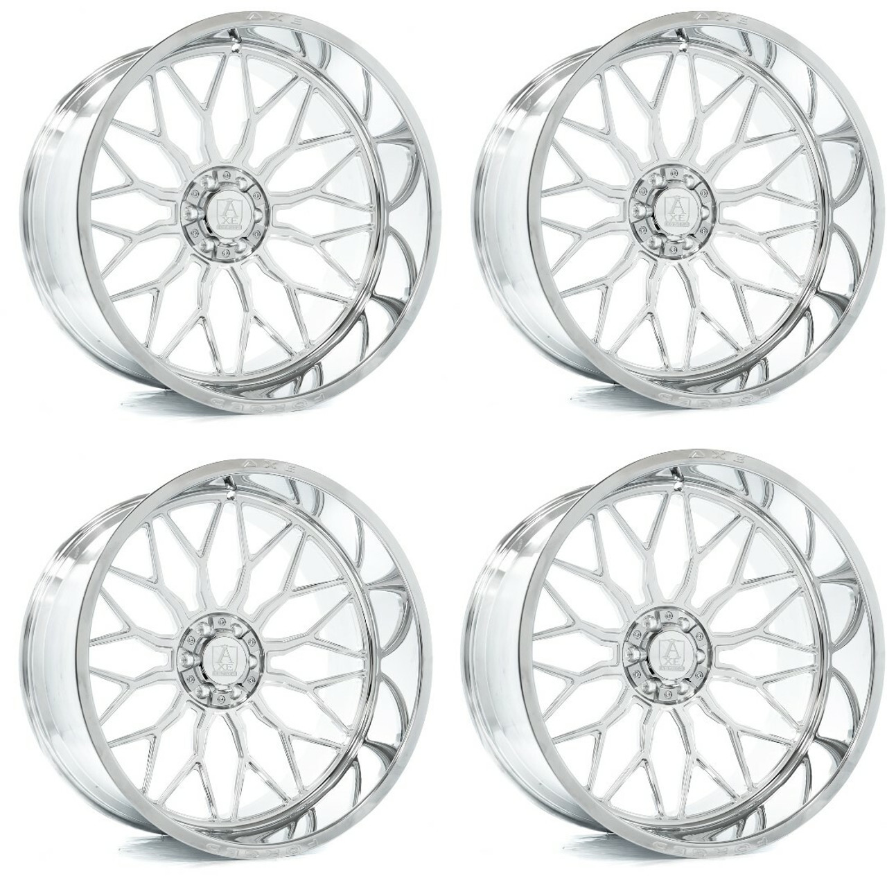 Set 4 26" Axe Wheels AF8 Forged Fully Polished 26x14 Wheels 5x5 5x5.5 -76mm Rims