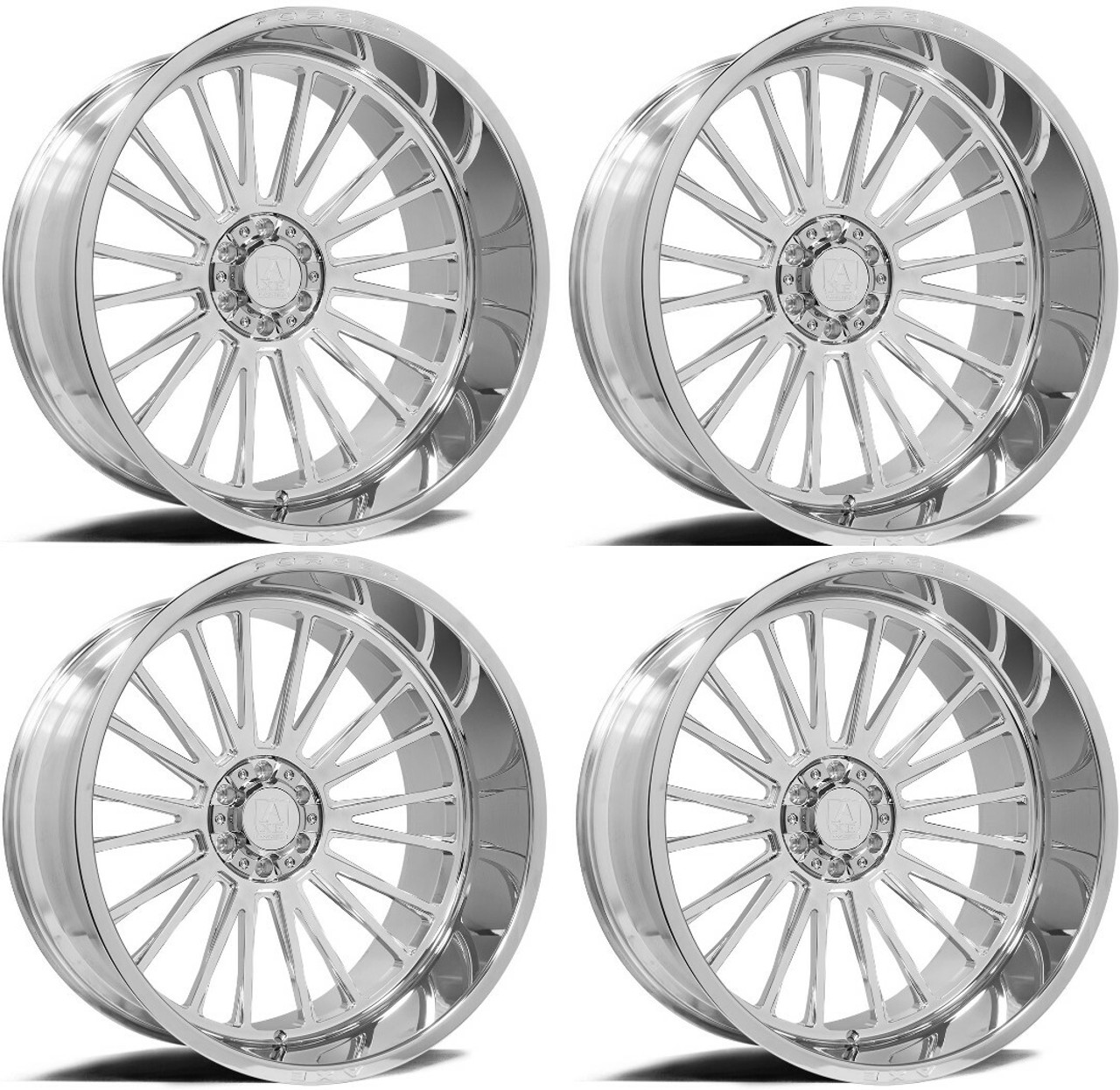 Set 4 22" Axe Wheels AF7 Forged Fully Polished 22x12 Wheels 6x135 6x5.5 -44mm