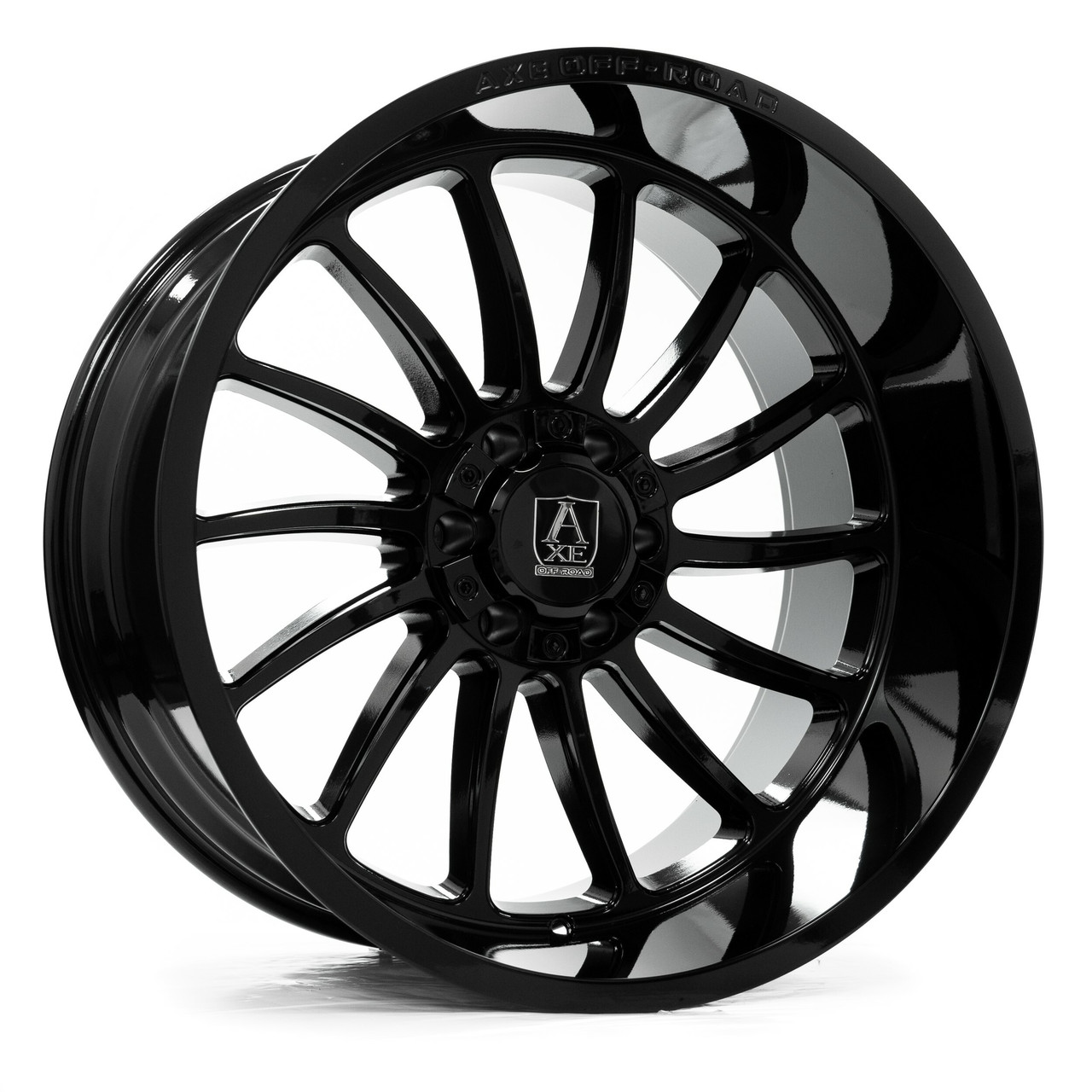 Set 4 24" Axe Wheels Chronus Gloss Black 24x12 Wheels 6x135  6x5.5 -44mm Rims