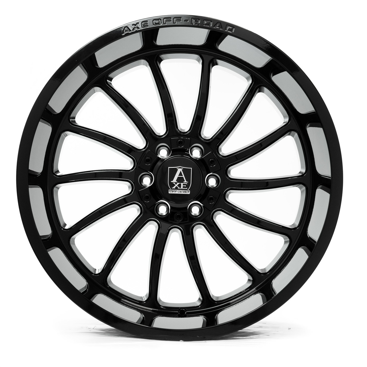 Set 4 24" Axe Wheels Chronus Gloss Black 24x12 Wheels 6x135  6x5.5 -44mm Rims