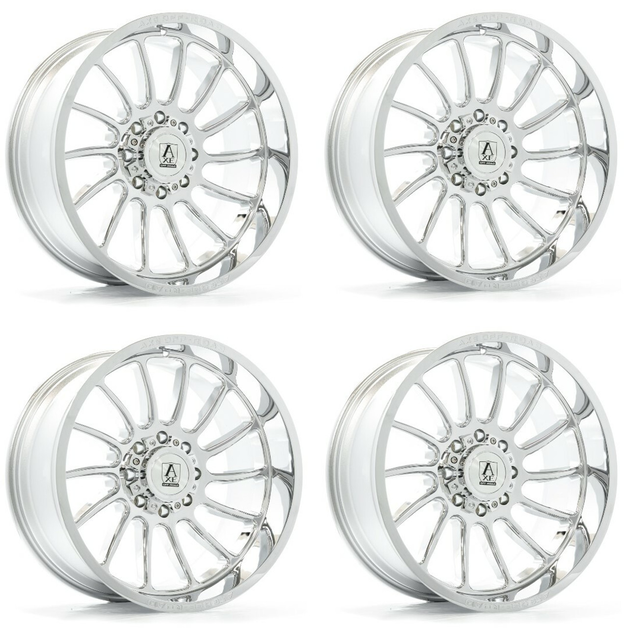 Set 4 20" Axe Wheels Chronus Chrome 20x10 6x135 6x5.5 -19mm Lifted Truck Rims