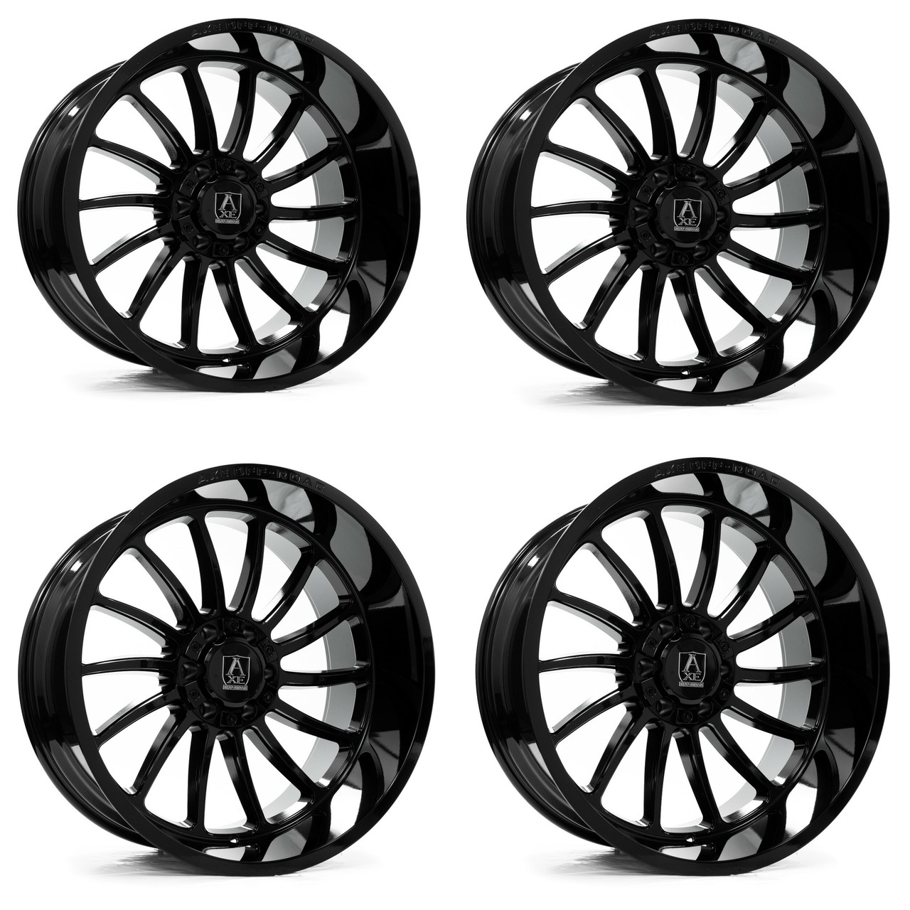 Set 4 22" Axe Wheels Chronus Gloss Black 22x12 8x170 -44mm Lifted For Ford Rims