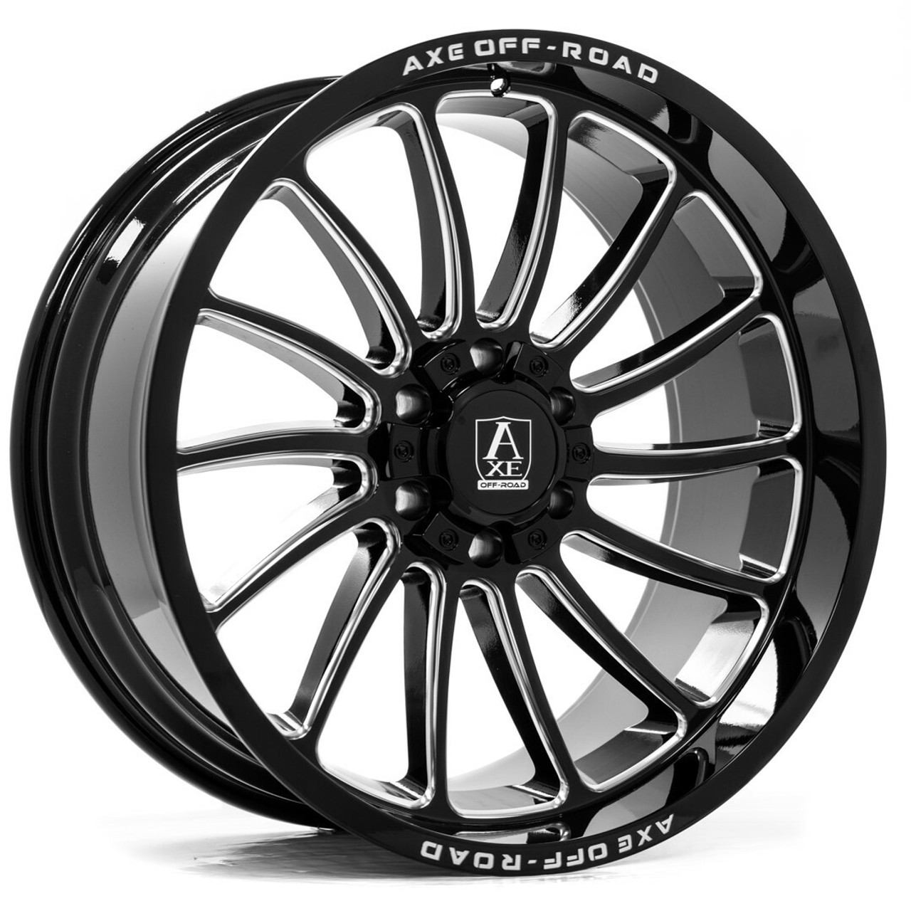 22" Axe Wheels Chronus Gloss Black Milled 22x12 6x135 6x5.5 -44mm Lifted Wheel