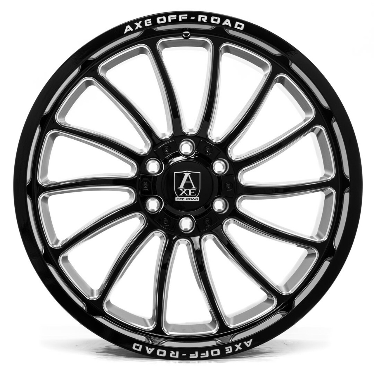 22" Axe Wheels Chronus Gloss Black Milled 22x12 6x135 6x5.5 -44mm Lifted Wheel