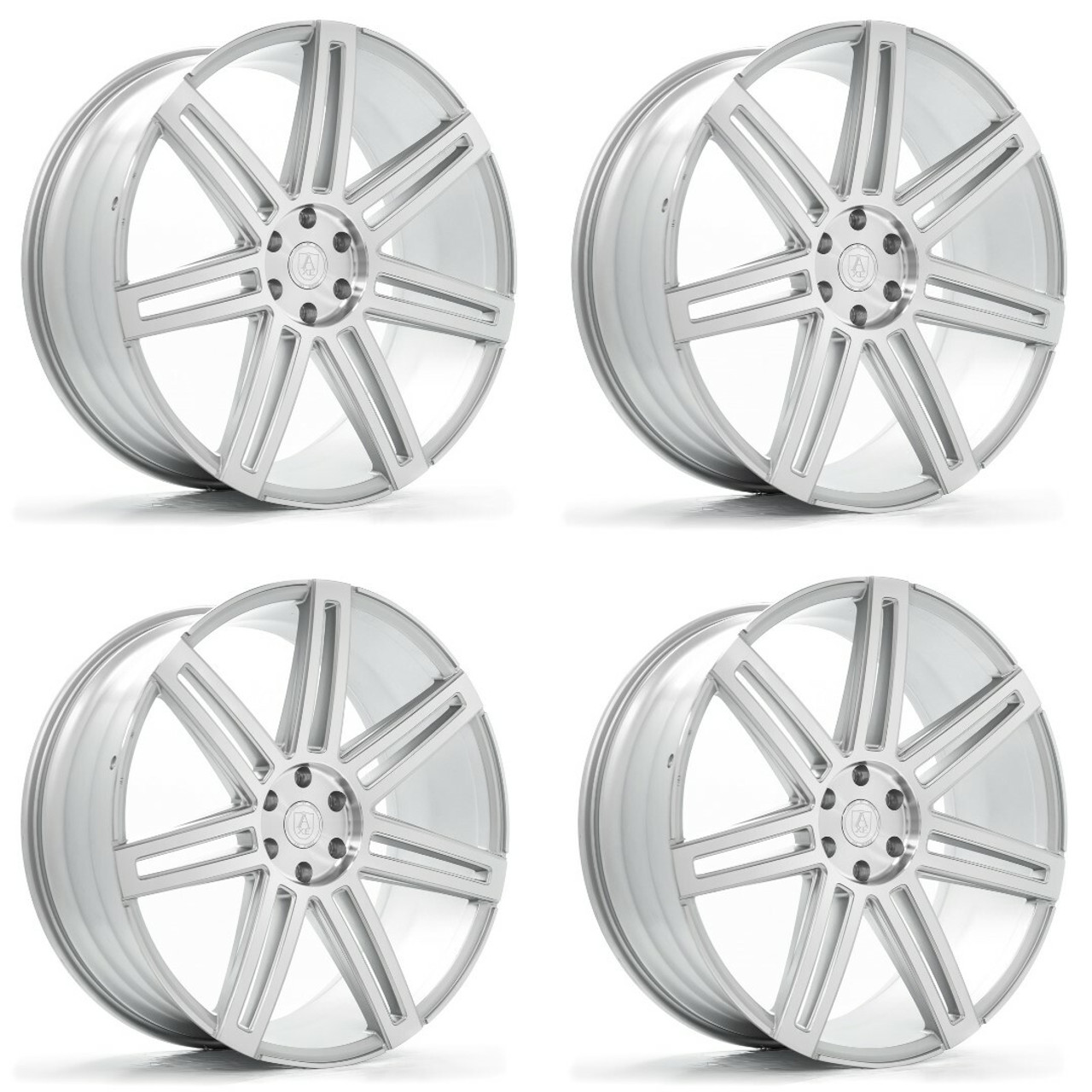 Set 4 24" Axe Wheels EX26 Silver 24x10 Wheels 6x5.5 28mmTruck Suv Rims