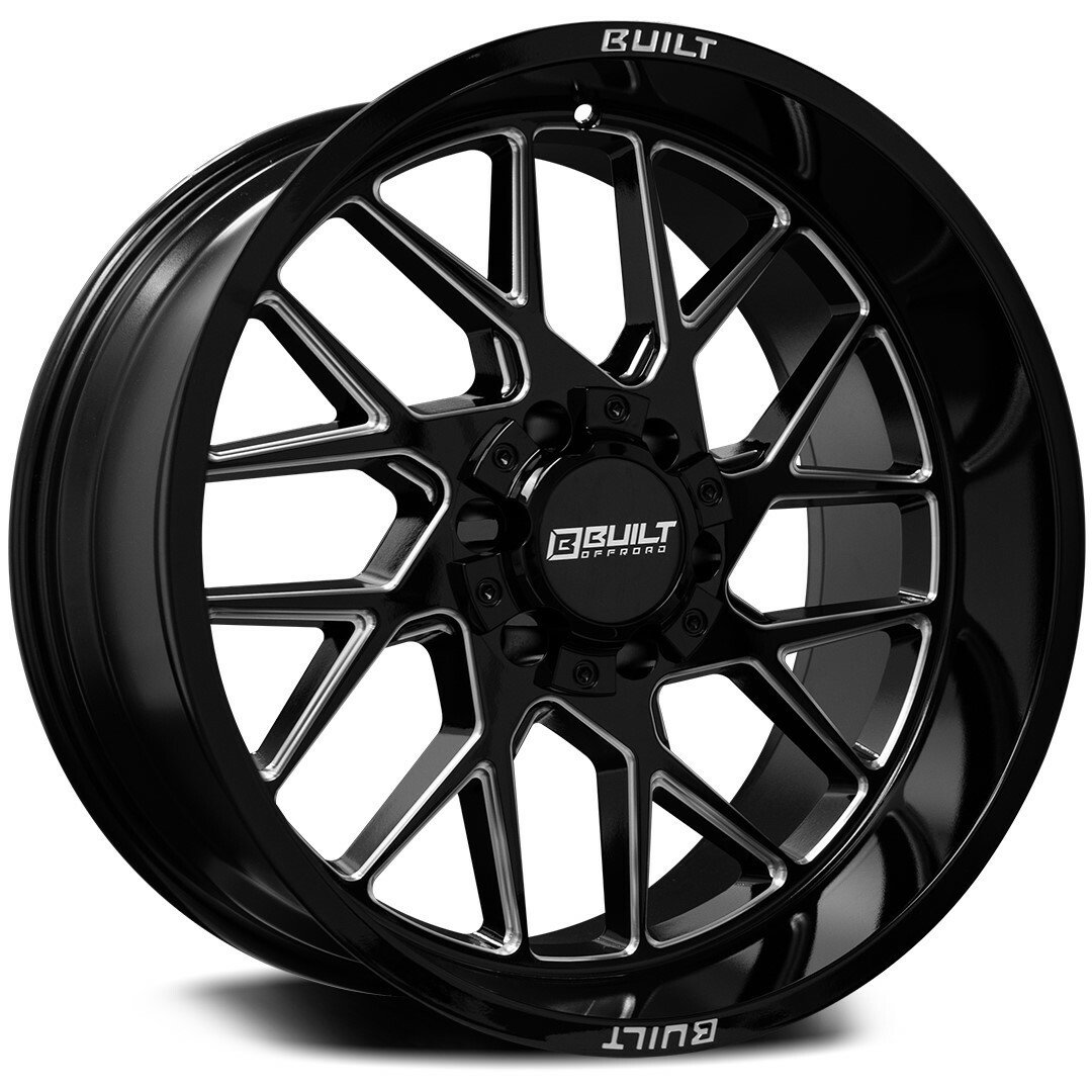 22" Axe Wheels BTO-3 Gloss Black Milled 22x12 Wheel 6x135 6x5.5 -44mm Lifted Rim