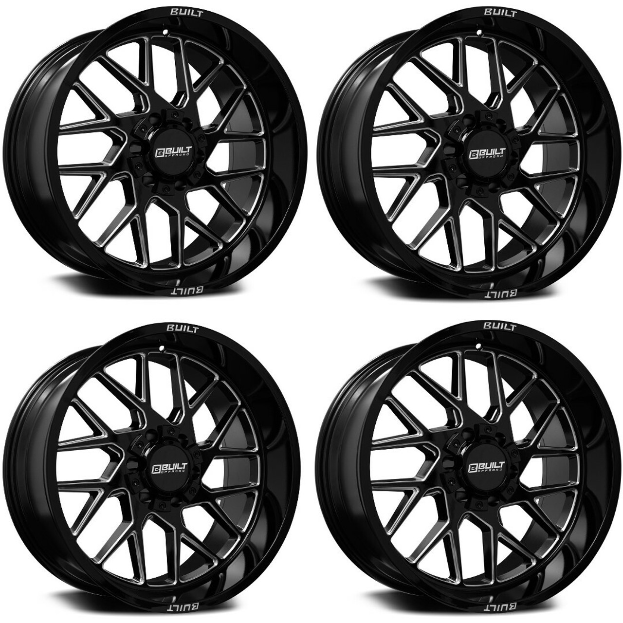 Set 4 22" Axe Wheels BTO-3 Gloss Black Milled 22x12 Wheels 5x5 5x5.5 -44mm Rims