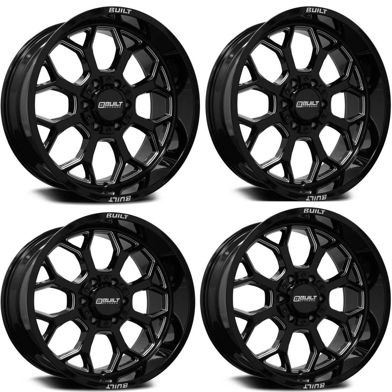 Set 4 22" Axe Wheels BTO-1 Gloss Black Milled 22x12 5x5 5x5.5 -44mm Lifted Rims